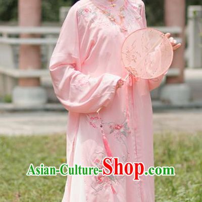 Traditional Chinese Ming Dynasty Young Lady Pink Hanfu Dress Ancient Princess Historical Costume for Women