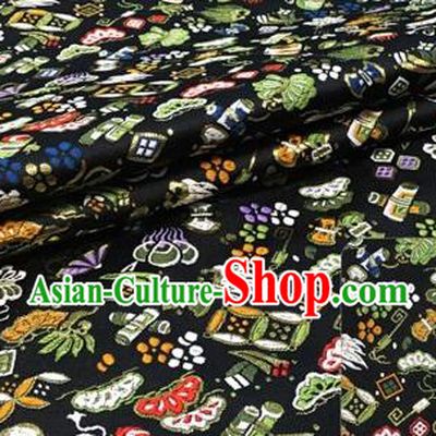 Chinese Traditional Hanfu Silk Fabric Classical Pattern Design Black Brocade Tang Suit Fabric Material