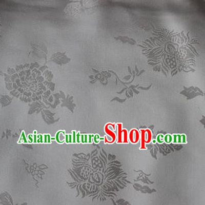 Chinese Traditional Peony Pattern Design White Brocade Fabric Asian Silk Fabric Chinese Fabric Material