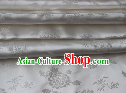 Chinese Traditional Peony Pattern Design White Brocade Fabric Asian Silk Fabric Chinese Fabric Material Chinese Traditional Peony Pattern Design White Brocade Fabric Asian Silk Fabric Chinese Fabric Material
