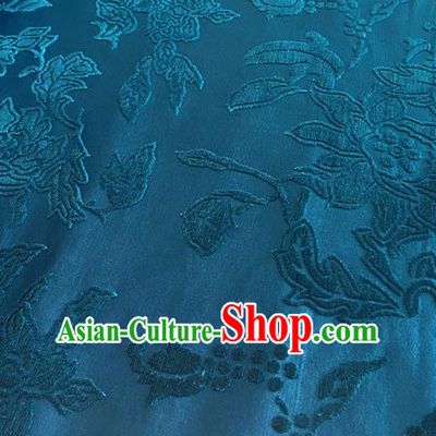 Chinese Traditional Peony Pattern Design Blue Brocade Fabric Asian Silk Fabric Chinese Fabric Material