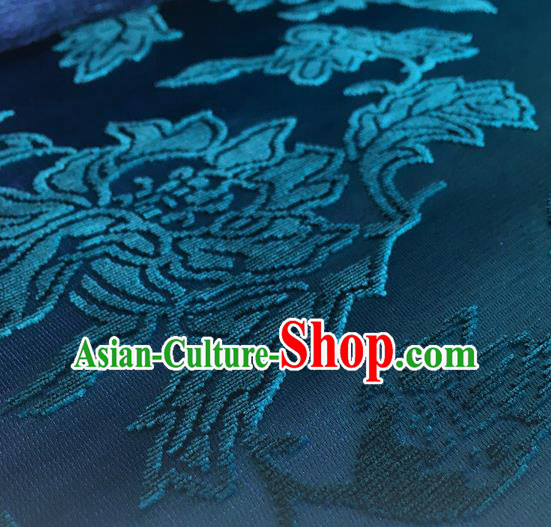 Chinese Traditional Peony Pattern Design Blue Brocade Fabric Asian Silk Fabric Chinese Fabric Material Chinese Traditional Peony Pattern Design Blue Brocade Fabric Asian Silk Fabric Chinese Fabric Material