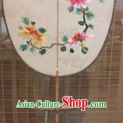 Chinese Traditional Hanfu Embroidered Flowers Silk Palace Fans Ancient Princess Dance Fan for Women