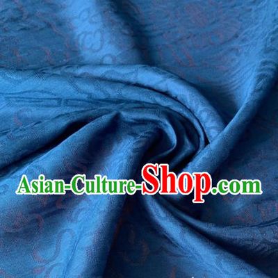 Chinese Traditional Treasure Pattern Design Blue Brocade Fabric Asian Silk Fabric Chinese Fabric Material