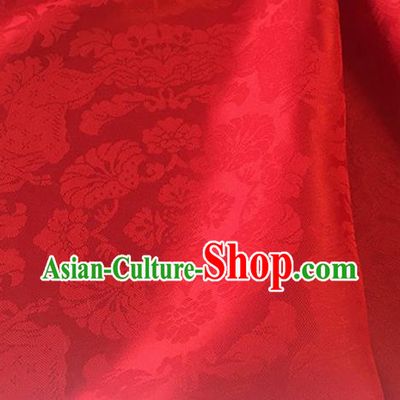 Chinese Traditional Flowers Pattern Design Red Brocade Fabric Asian Silk Fabric Chinese Fabric Material