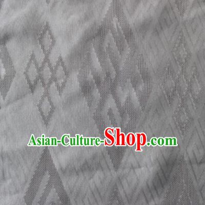 Chinese Traditional Rhombus Pattern Design White Brocade Fabric Asian Silk Fabric Chinese Fabric Material