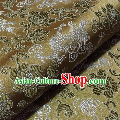 Chinese Traditional Dragon Peony Pattern Design Olive Green Brocade Fabric Asian Silk Fabric Chinese Fabric Material