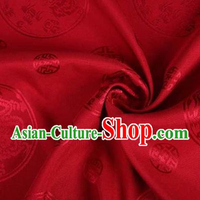 Chinese Classical Round Dragon Pattern Design Red Brocade Traditional Hanfu Silk Fabric Tang Suit Fabric Material