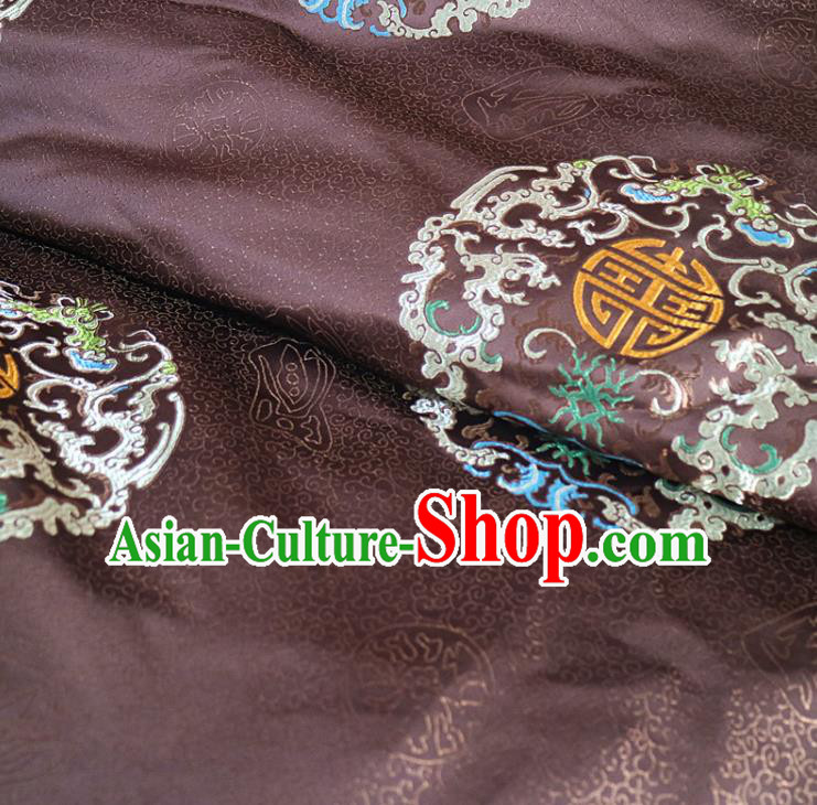 Chinese Traditional Auspicious Pattern Design Brown Brocade Fabric Asian Silk Fabric Chinese Fabric Material Chinese Traditional Auspicious Pattern Design Brown Brocade Fabric Asian Silk Fabric Chinese Fabric Material