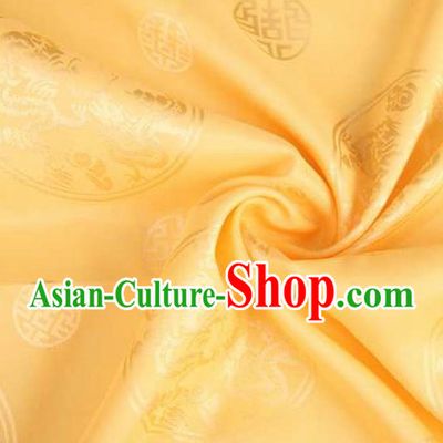 Chinese Classical Round Dragon Pattern Design Yellow Brocade Traditional Hanfu Silk Fabric Tang Suit Fabric Material