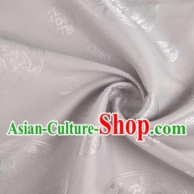 Chinese Classical Round Dragon Pattern Design Grey Brocade Traditional Hanfu Silk Fabric Tang Suit Fabric Material