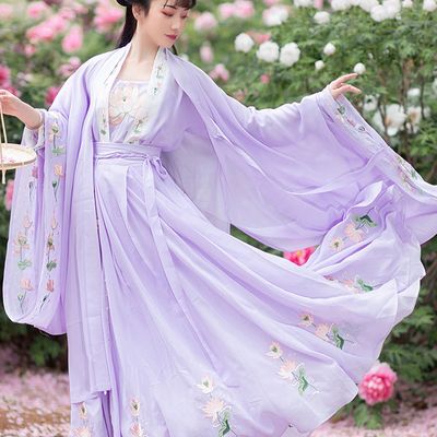 Traditional Chinese Tang Dynasty Princess Purple Hanfu Dress Ancient Peri Fairy Embroidered Historical Costume for Women