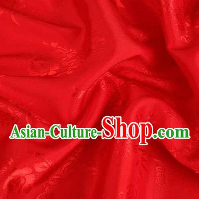 Chinese Classical Begonia Pattern Design Red Brocade Traditional Hanfu Silk Fabric Tang Suit Fabric Material