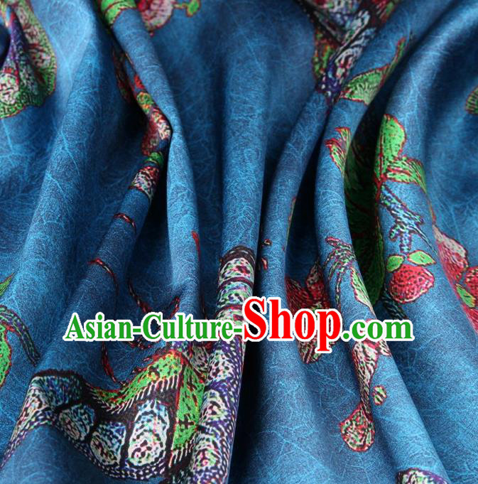 Chinese Traditional Butterfly Pattern Design Blue Satin Watered Gauze Brocade Fabric Asian Silk Fabric Material Chinese Traditional Butterfly Pattern Design Blue Satin Watered Gauze Brocade Fabric Asian Silk Fabric Material