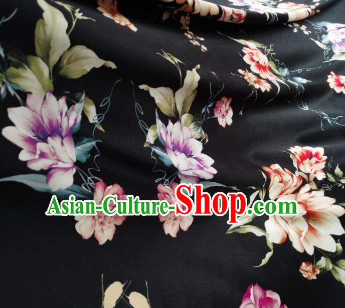 Chinese Traditional Pattern Design Black Satin Watered Gauze Brocade Fabric Asian Silk Fabric Material Chinese Traditional Pattern Design Black Satin Watered Gauze Brocade Fabric Asian Silk Fabric Material
