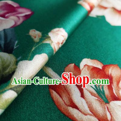 Chinese Traditional Pattern Design Green Satin Watered Gauze Brocade Fabric Asian Silk Fabric Material