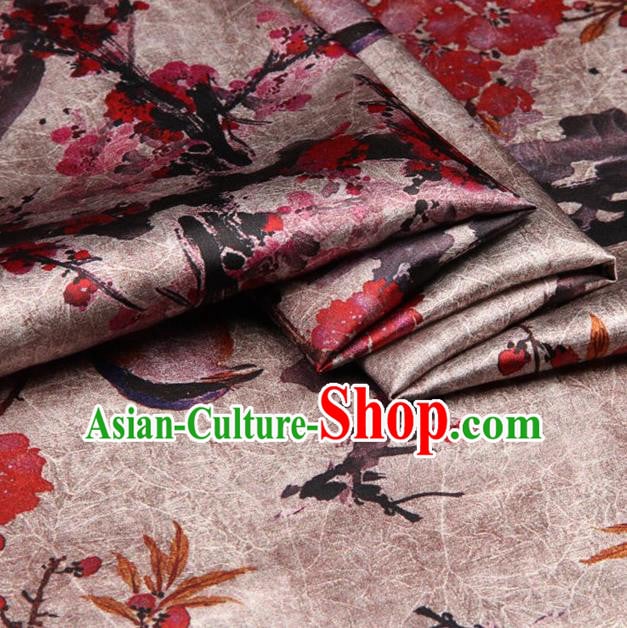 Chinese Traditional Wintersweet Pattern Design Satin Watered Gauze Brocade Fabric Asian Silk Fabric Material Chinese Traditional Wintersweet Pattern Design Satin Watered Gauze Brocade Fabric Asian Silk Fabric Material