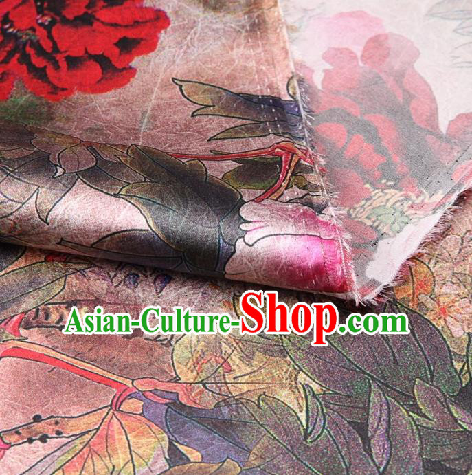 Chinese Traditional Peony Pattern Design Satin Watered Gauze Brocade Fabric Asian Silk Fabric Material Chinese Traditional Peony Pattern Design Satin Watered Gauze Brocade Fabric Asian Silk Fabric Material