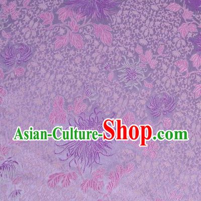 Chinese Classical Chrysanthemum Pattern Design Purple Brocade Asian Traditional Hanfu Silk Fabric Tang Suit Fabric Material