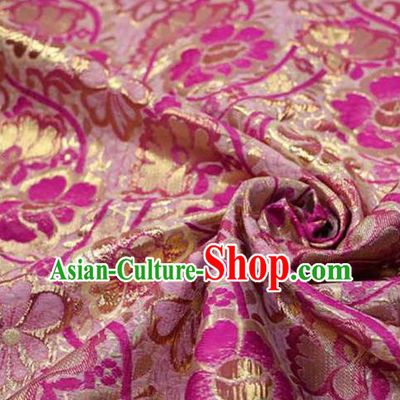 Chinese Classical Pattern Design Rosy Brocade Asian Traditional Hanfu Silk Fabric Tang Suit Fabric Material