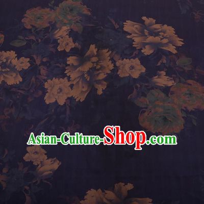 Traditional Chinese Satin Classical Peony Flowers Pattern Design Purple Watered Gauze Brocade Fabric Asian Silk Fabric Material