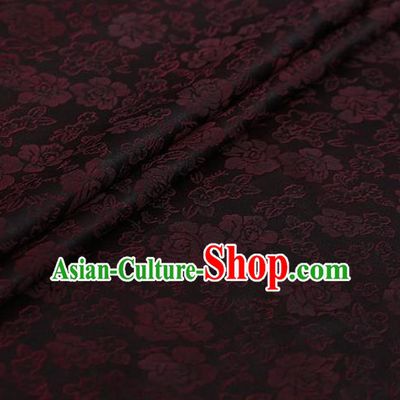Chinese Traditional Roses Pattern Design Brown Satin Watered Gauze Brocade Fabric Asian Silk Fabric Material