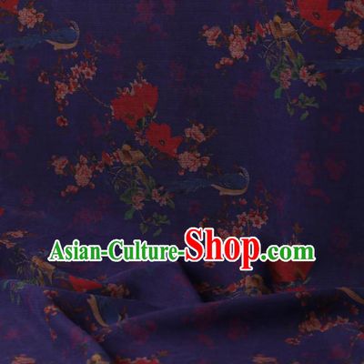 Traditional Chinese Satin Classical Peach Flowers Pattern Design Purple Watered Gauze Brocade Fabric Asian Silk Fabric Material