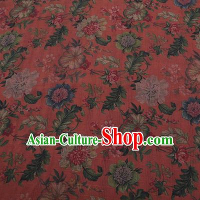 Traditional Chinese Satin Classical Peony Pattern Design Watermelon Red Watered Gauze Brocade Fabric Asian Silk Fabric Material