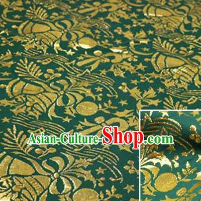 Chinese Classical Pattern Design Deep Green Brocade Asian Traditional Hanfu Silk Fabric Tang Suit Fabric Material