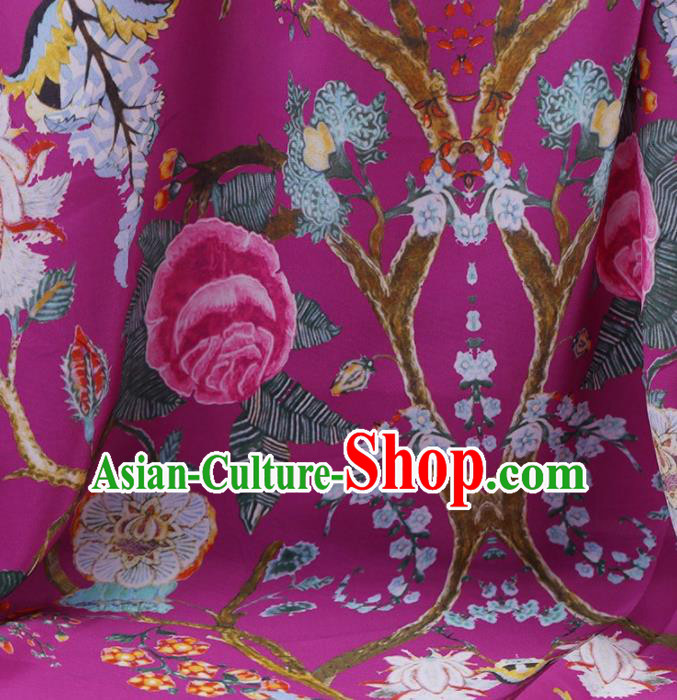 Traditional Chinese Satin Classical Roses Pattern Design Rosy Watered Gauze Brocade Fabric Asian Silk Fabric Material