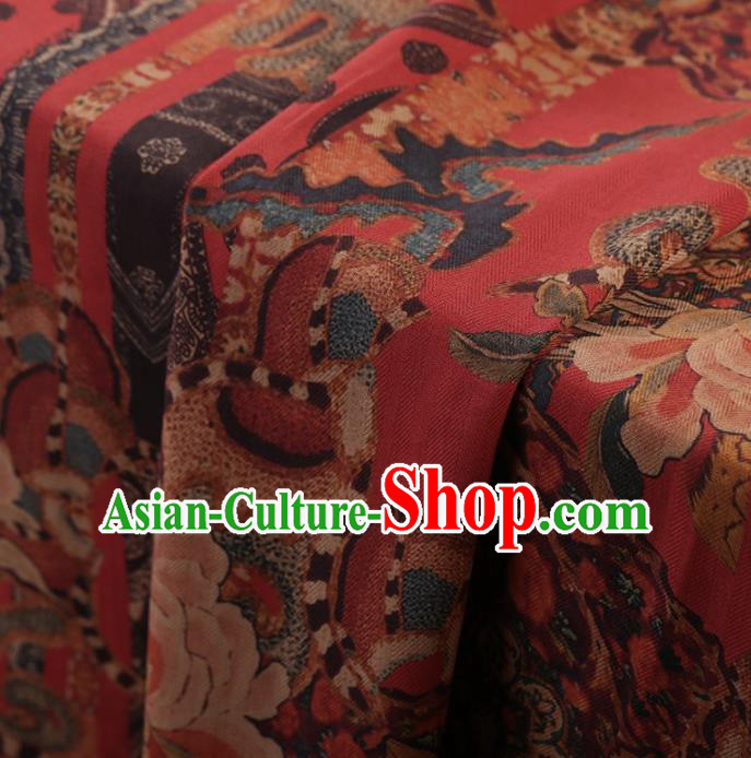 Traditional Chinese Satin Classical Pattern Design Red Watered Gauze Brocade Fabric Asian Silk Fabric Material Traditional Chinese Satin Classical Pattern Design Red Watered Gauze Brocade Fabric Asian Silk Fabric Material