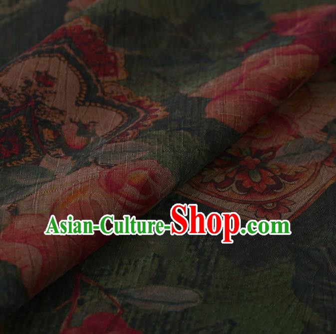 Traditional Chinese Satin Classical Roses Pattern Design Green Watered Gauze Brocade Fabric Asian Silk Fabric Material Traditional Chinese Satin Classical Roses Pattern Design Green Watered Gauze Brocade Fabric Asian Silk Fabric Material