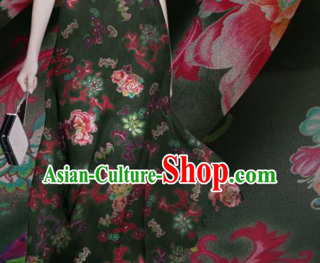 Traditional Chinese Satin Classical Peony Pattern Design Olive Green Watered Gauze Brocade Fabric Asian Silk Fabric Material Traditional Chinese Satin Classical Peony Pattern Design Olive Green Watered Gauze Brocade Fabric Asian Silk Fabric Material