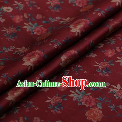 Traditional Chinese Classical Changmi Pattern Design Red Satin Watered Gauze Brocade Fabric Asian Silk Fabric Material