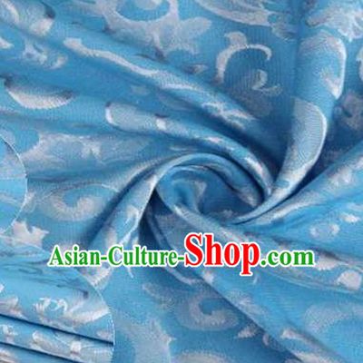 Chinese Classical Didymaotus Pattern Design Blue Brocade Traditional Hanfu Silk Fabric Tang Suit Fabric Material