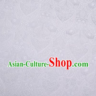 Chinese Classical Loquat Flower Pattern Design White Brocade Asian Traditional Hanfu Silk Fabric Tang Suit Fabric Material