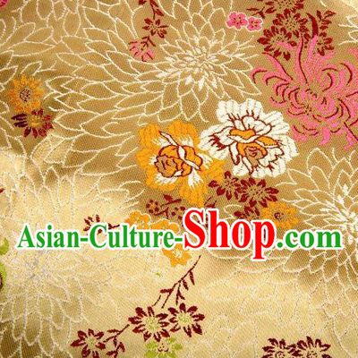 Chinese Classical Plum Orchid Bamboo Chrysanthemum Pattern Design Golden Brocade Asian Traditional Hanfu Silk Fabric Tang Suit Fabric Material