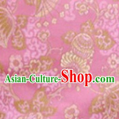 Chinese Classical Lyonia Pattern Design Pink Brocade Asian Traditional Hanfu Silk Fabric Tang Suit Fabric Material