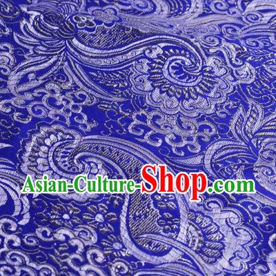 Chinese Classical Charonia Tritonis Pattern Design Royalblue Brocade Asian Traditional Hanfu Silk Fabric Tang Suit Fabric Material
