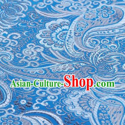 Chinese Classical Charonia Tritonis Pattern Design Light Blue Brocade Asian Traditional Hanfu Silk Fabric Tang Suit Fabric Material
