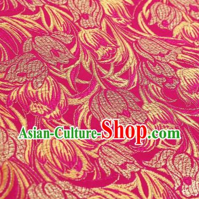 Chinese Classical Tulip Pattern Design Rosy Brocade Asian Traditional Hanfu Silk Fabric Tang Suit Fabric Material