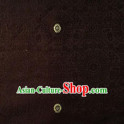 Chinese Classical Galsang Flower Pattern Design Brown Brocade Asian Traditional Hanfu Silk Fabric Tang Suit Fabric Material