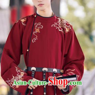 Traditional Chinese Tang Dynasty Imperial Bodyguard Embroidered Hanfu Robe Ancient Drama Swordsman Historical Costume for Men