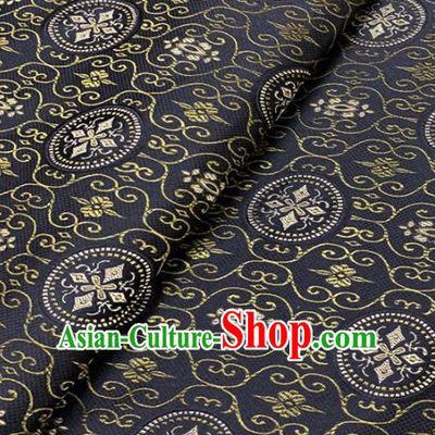 Chinese Classical Pattern Design Navy Brocade Asian Traditional Hanfu Silk Fabric Tang Suit Fabric Material