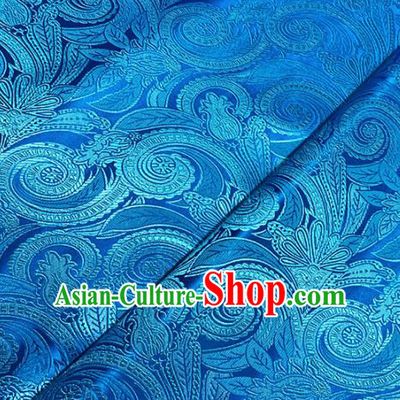 Chinese Classical Pattern Design Blue Brocade Asian Traditional Cheongsam Silk Fabric Tang Suit Fabric Material