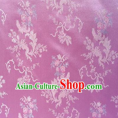 Chinese Classical Ribbon Chrysanthemum Pattern Design Pink Brocade Asian Traditional Hanfu Silk Fabric Tang Suit Fabric Material