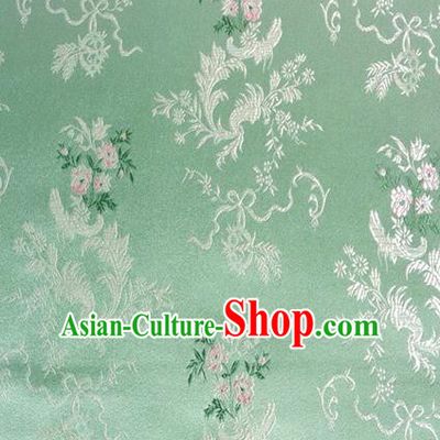 Chinese Classical Ribbon Chrysanthemum Pattern Design Green Brocade Asian Traditional Hanfu Silk Fabric Tang Suit Fabric Material