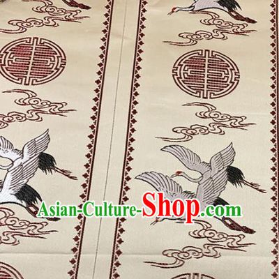Chinese Classical Embroidery Cranes Pattern Design Brocade Drapery Asian Traditional Cheongsam Silk Fabric Tang Suit Fabric Material