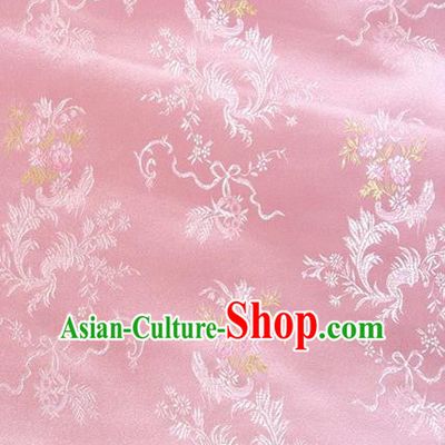 Chinese Classical Ribbon Chrysanthemum Pattern Design Light Pink Brocade Asian Traditional Hanfu Silk Fabric Tang Suit Fabric Material