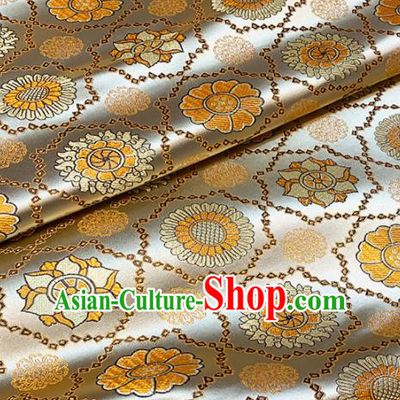 Chinese Classical Galsang Flower Pattern Design Golden Brocade Drapery Asian Traditional Tang Suit Silk Fabric Material